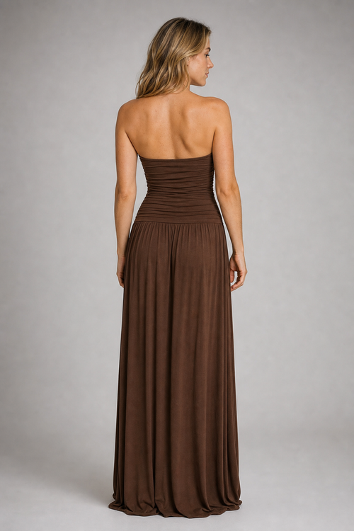 Leona Ruched Lace Maxi Dress | Women's Strapless Garden-Party Dress