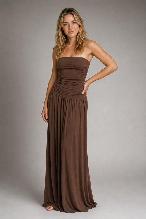 Leona Ruched Lace Maxi Dress | Women's Strapless Garden-Party Dress