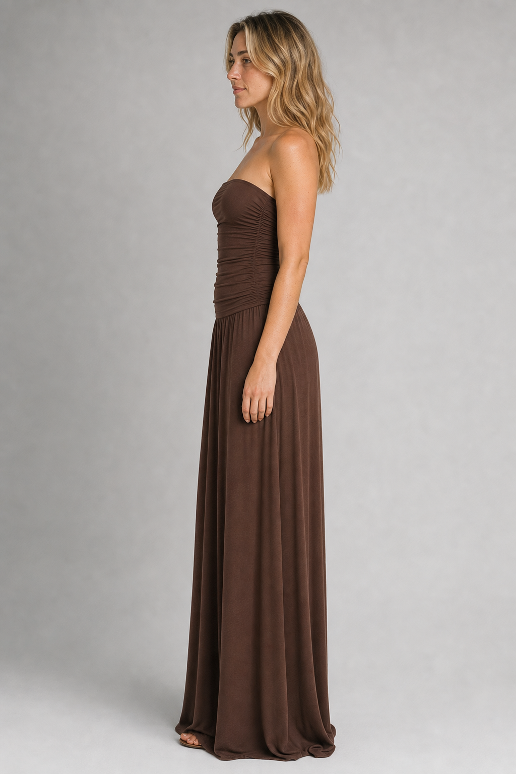 Leona Ruched Lace Maxi Dress | Women's Strapless Garden-Party Dress