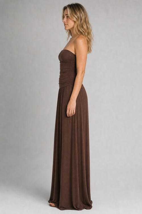 Leona Ruched Lace Maxi Dress | Women's Strapless Garden-Party Dress