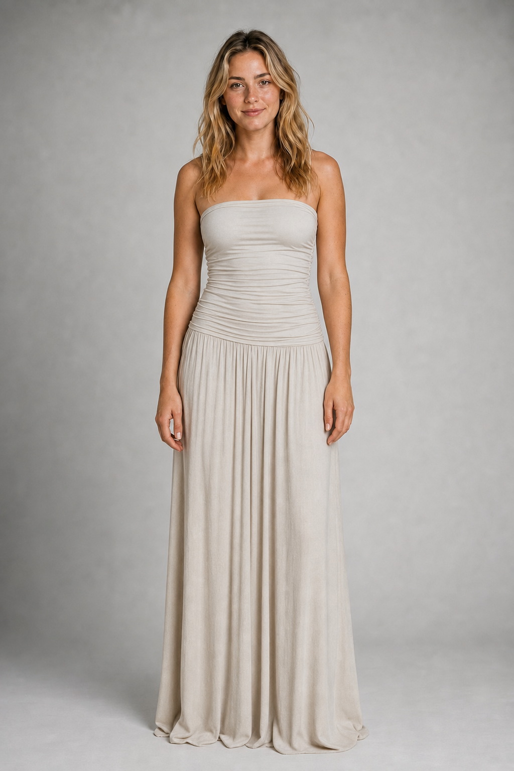 Leona Ruched Lace Maxi Dress | Women's Strapless Garden-Party Dress