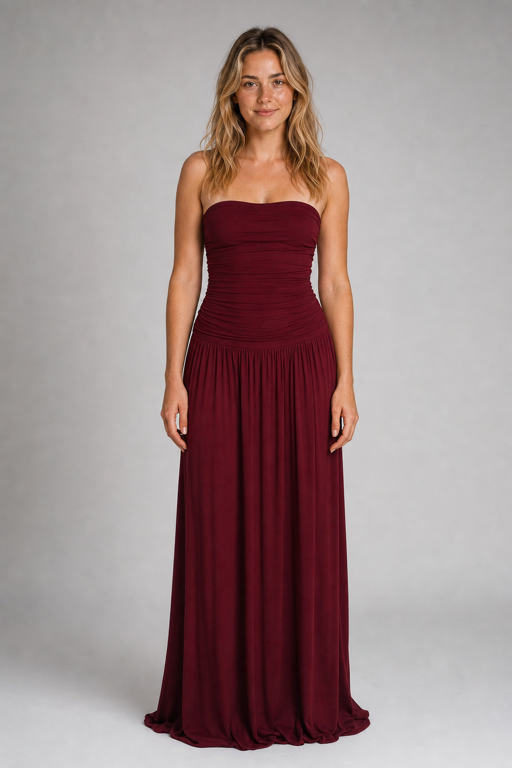 Leona Ruched Lace Maxi Dress | Women's Strapless Garden-Party Dress