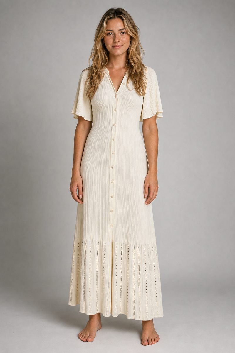 Nancy Ribbed Knit Maxi Dress | Women's High-Neck Resort Dress