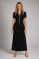 Serena Knit Maxi Dress | Women's Long-Sleeve Day Dress in Black