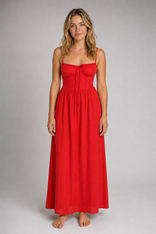Vittoria Corset Midi Dress | Women's Party Dress in Red
