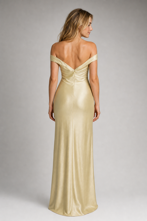 Serene Backless Satin Maxi Dress | Women's High-Neck Wedding-Guest Gown