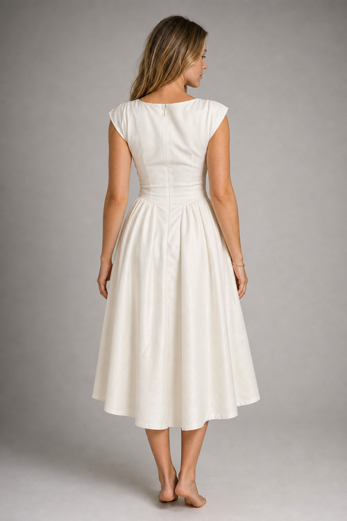 Rosalind Cut-Out Midi Dress | Women's Sleeveless Wedding-Guest Dress