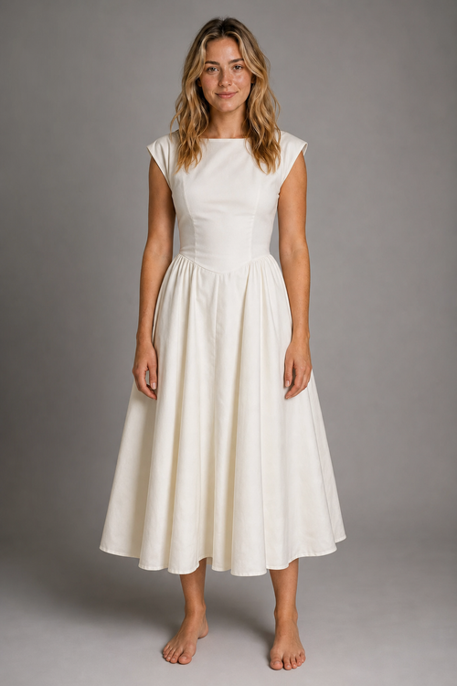 Rosalind Cut-Out Midi Dress | Women's Sleeveless Wedding-Guest Dress