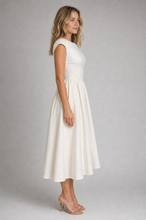 Rosalind Cut-Out Midi Dress | Women's Sleeveless Wedding-Guest Dress