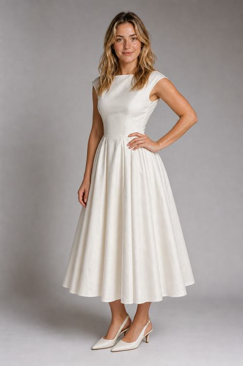 Rosalind Cut-Out Midi Dress | Women's Sleeveless Wedding-Guest Dress