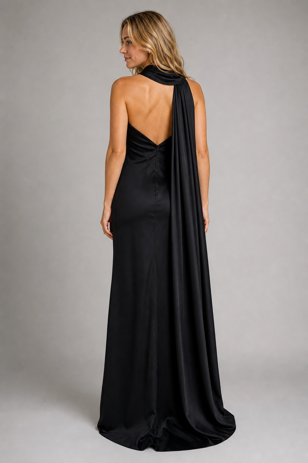 Raisa Backless Satin Maxi Dress | Women's Sleeveless Wedding-Guest Gown