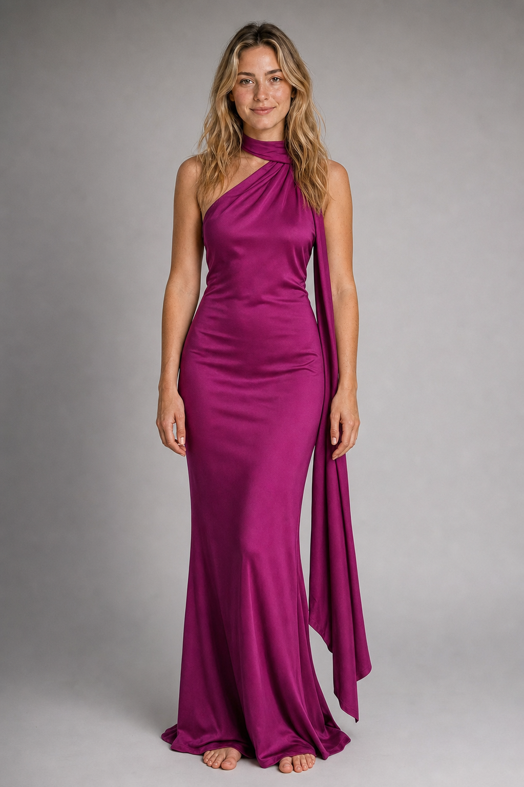 Raisa Backless Satin Maxi Dress | Women's Sleeveless Wedding-Guest Gown