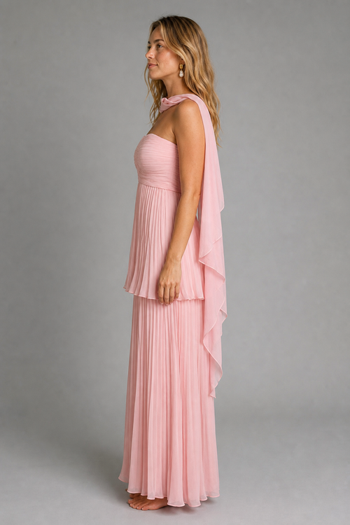 Michelle Pleated Maxi Dress | Women's Strapless Wedding-Guest Gown