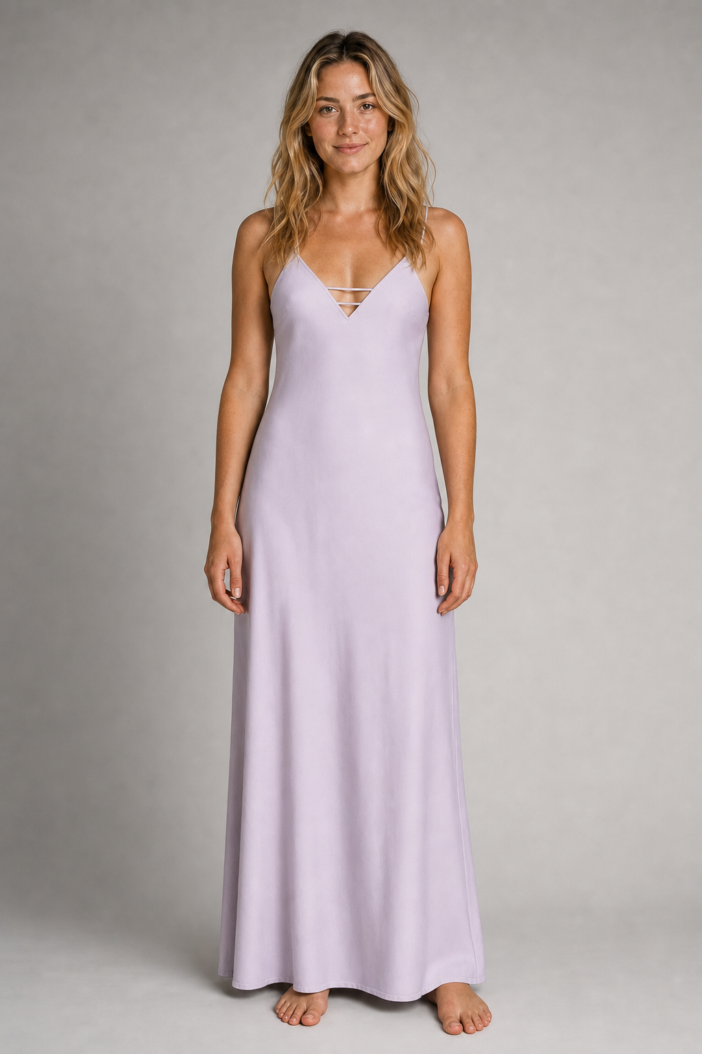 Kirra Backless Satin Maxi Dress | Women's V-Neck Sleeveless Wedding-Guest Gown