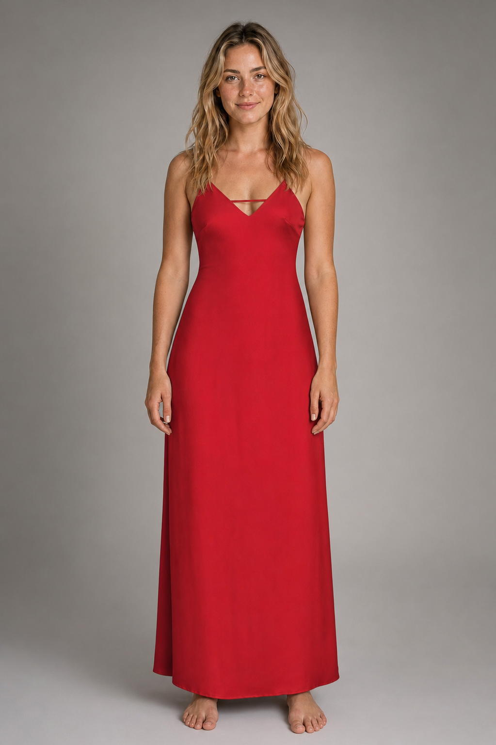 Kirra Backless Satin Maxi Dress | Women's V-Neck Sleeveless Wedding-Guest Gown