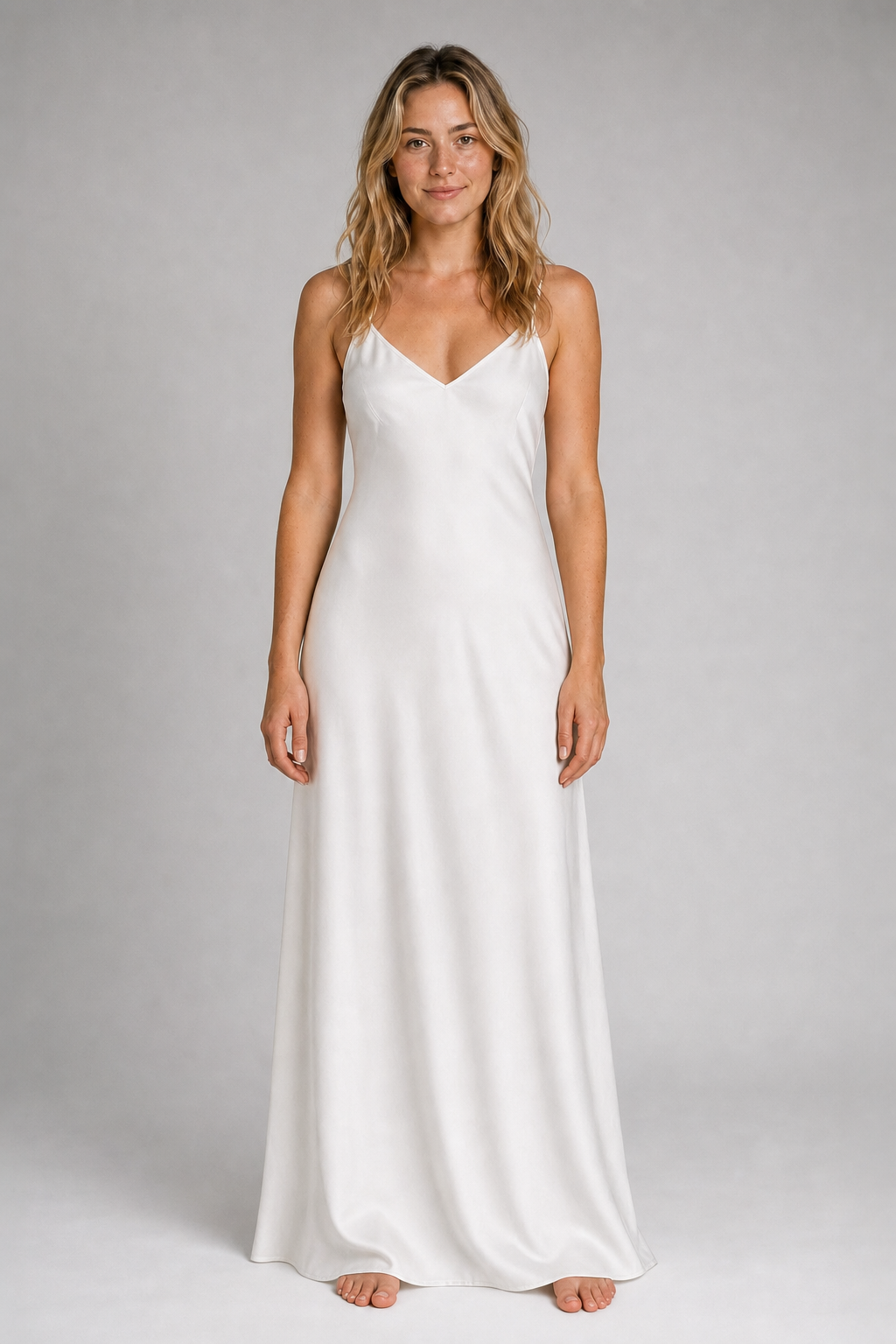 Kirra Backless Satin Maxi Dress | Women's V-Neck Sleeveless Wedding-Guest Gown