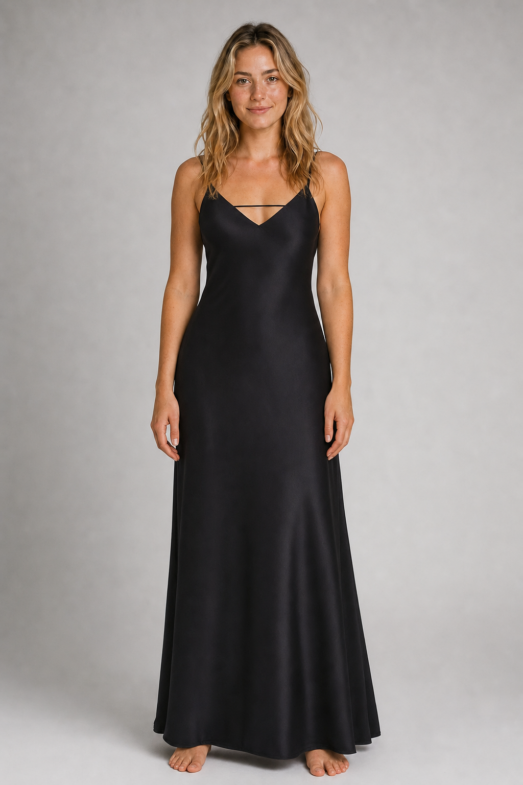 Kirra Backless Satin Maxi Dress | Women's V-Neck Sleeveless Wedding-Guest Gown