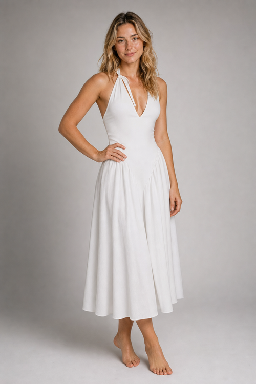 Kristy Backless Lace Maxi Dress | Women's Deep-V Sleeveless Wedding-Guest Gown