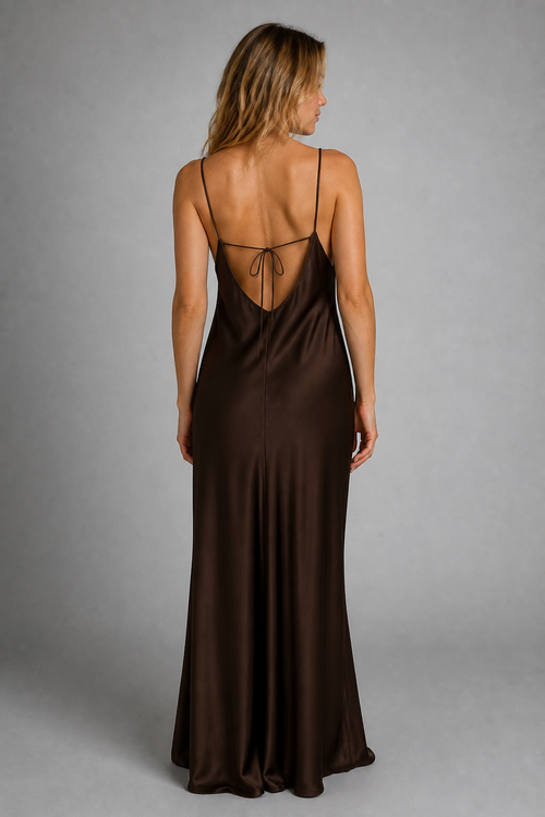 Laura Backless Satin Maxi Dress | Women's Sleeveless Wedding-Guest Gown