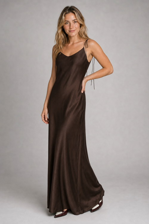 Laura Backless Satin Maxi Dress | Women's Sleeveless Wedding-Guest Gown