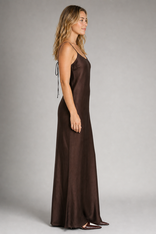 Laura Backless Satin Maxi Dress | Women's Sleeveless Wedding-Guest Gown