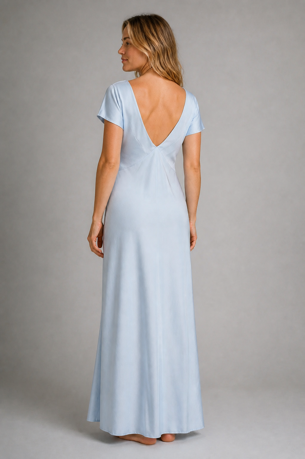 Janna Pleated Satin Midi Dress | Women's Deep-V Short-Sleeve Wedding-Guest Dress