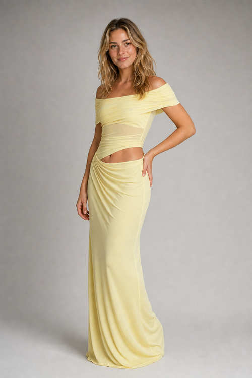 Jessa Backless Lace Maxi Dress | Women's Off-Shoulder Wedding-Guest Gown