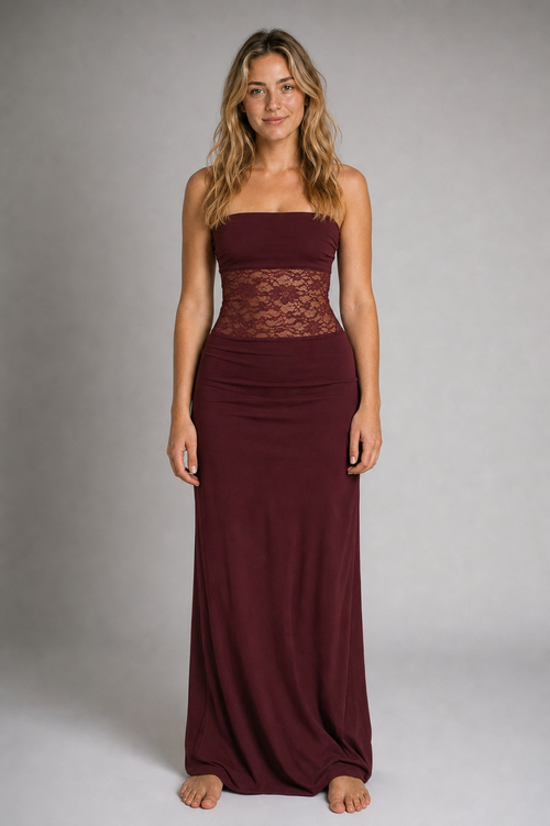 Georgette Lace Maxi Dress | Women's Sleeveless Wedding-Guest Gown