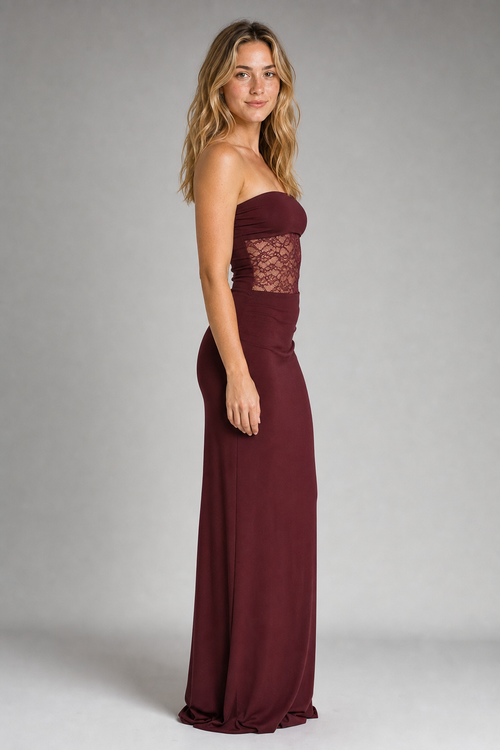 Georgette Lace Maxi Dress | Women's Sleeveless Wedding-Guest Gown