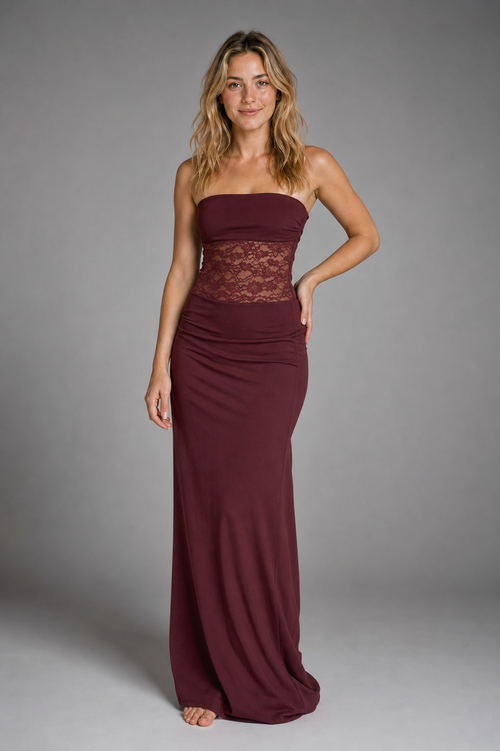 Georgette Lace Maxi Dress | Women's Sleeveless Wedding-Guest Gown