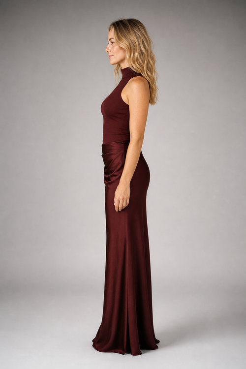 Cassia Cut-Out Maxi Dress | Women's Collared Sleeveless Wedding-Guest Gown
