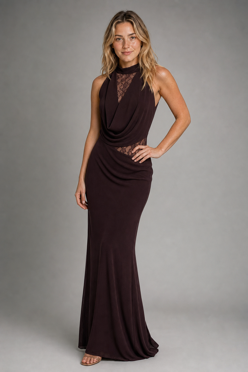 Beatrice Lace Maxi Dress | Women's Halter Sleeveless Wedding-Guest Gown