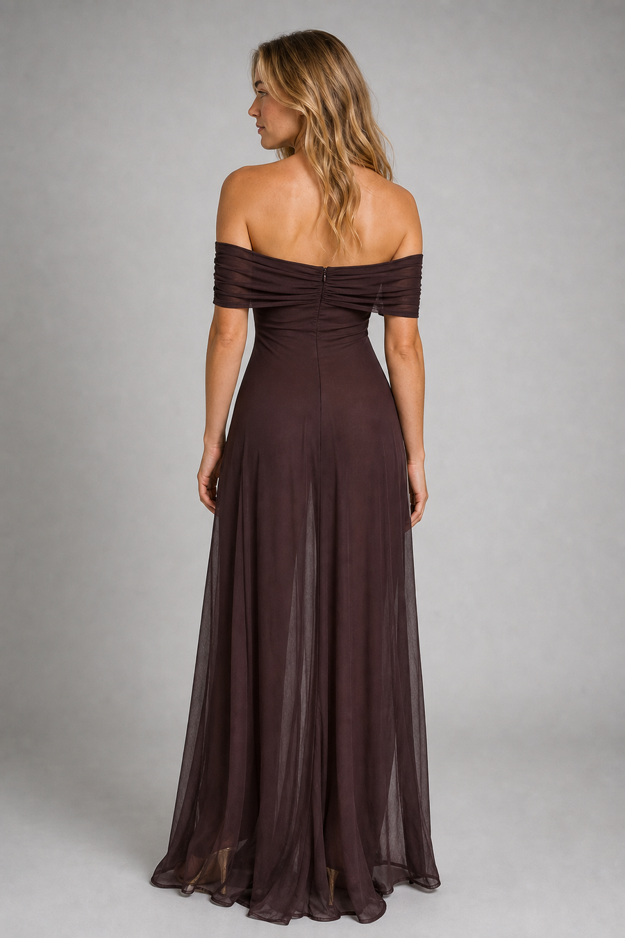 Anya Pleated Chiffon Maxi Dress | Women's Off-Shoulder Wedding-Guest Gown
