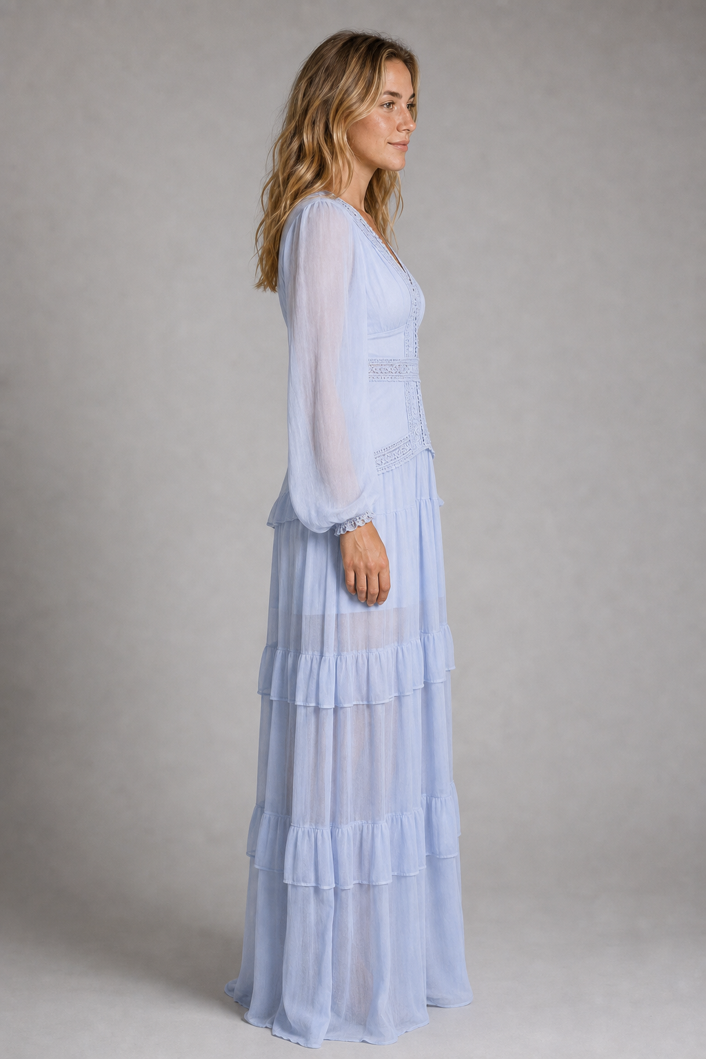 Beatrice Ruffled Maxi Dress | Women's Deep-V Wedding-Guest Gown