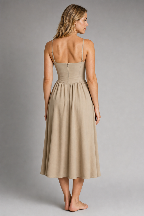Annika Corset Lace Midi Dress | Women's V-Neck Sleeveless Formal Dress