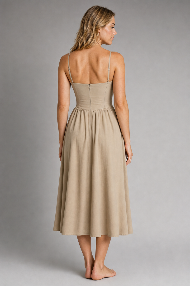 Annika Corset Lace Midi Dress | Women's V-Neck Sleeveless Formal Dress