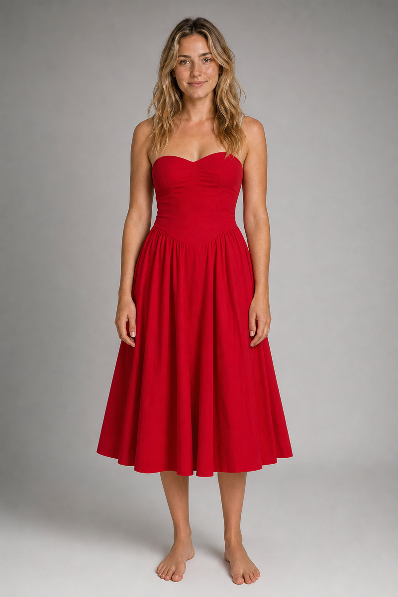 Annika Corset Lace Midi Dress | Women's V-Neck Sleeveless Formal Dress