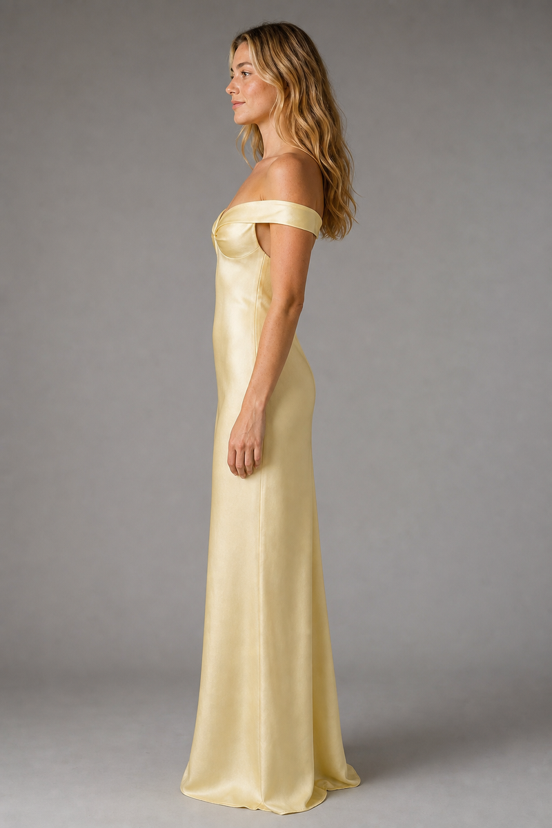 Alice Satin Maxi Dress | Women's Off-Shoulder Wedding-Guest Gown