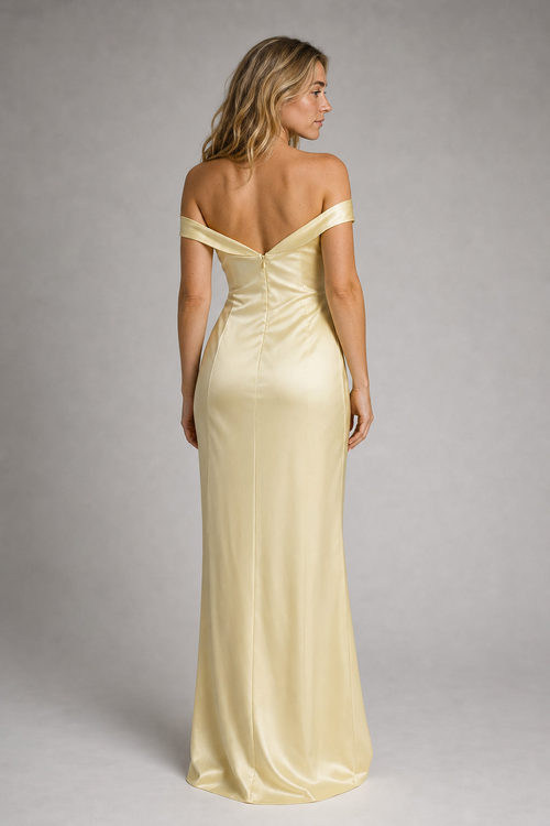 Alice Satin Maxi Dress | Women's Off-Shoulder Wedding-Guest Gown