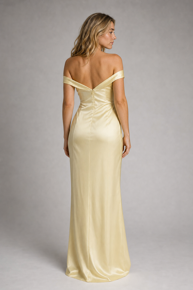 Alice Satin Maxi Dress | Women's Off-Shoulder Wedding-Guest Gown