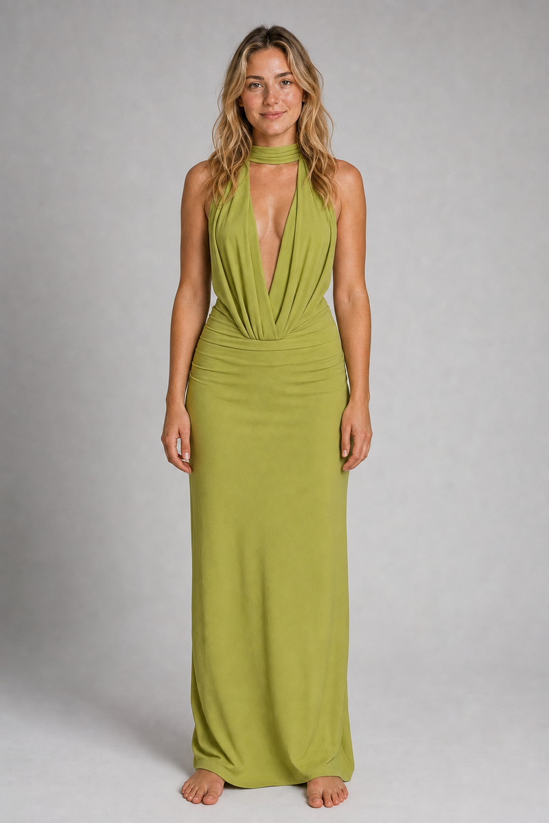 Annie Backless Maxi Dress | Women's Collared Sleeveless Cocktail Dress