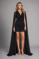 Lara Mesh Mini Dress | Women's Halter Cocktail Dress in Black