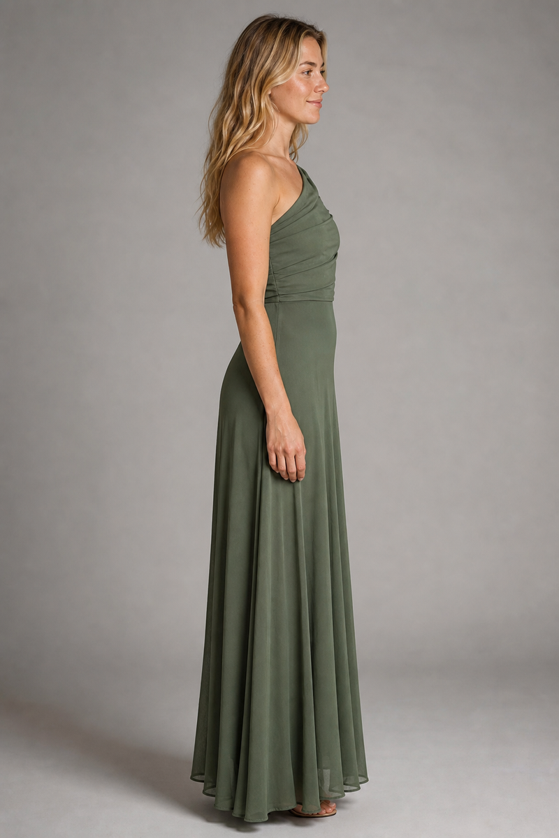 Sienna Ruched Mesh Maxi Dress | Women's Off-Shoulder Wedding-Guest Gown
