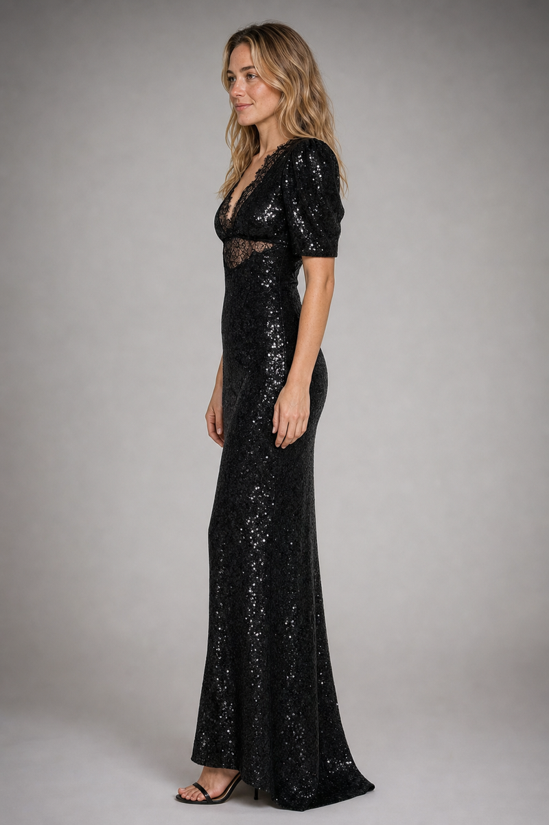 Adrija Lace Midi Dress | Women's Puff-Sleeve Wedding-Guest Dress