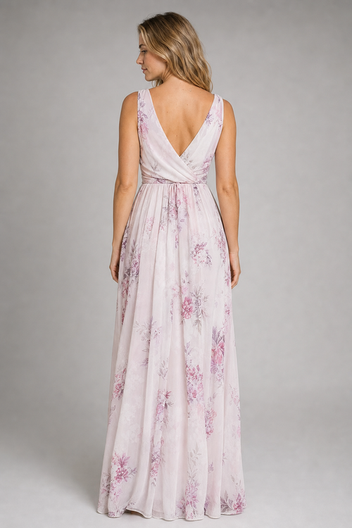 Women's Wedding Guest Dress with V-Neck | Floral Maxi