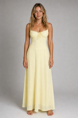 Women's Yellow Dress Corset Maxi | Summer in Yellow