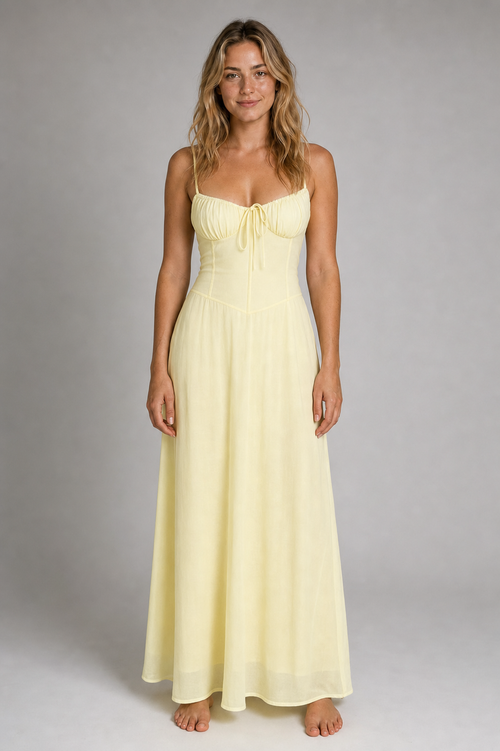 Women's Yellow Dress Corset Maxi | Summer
