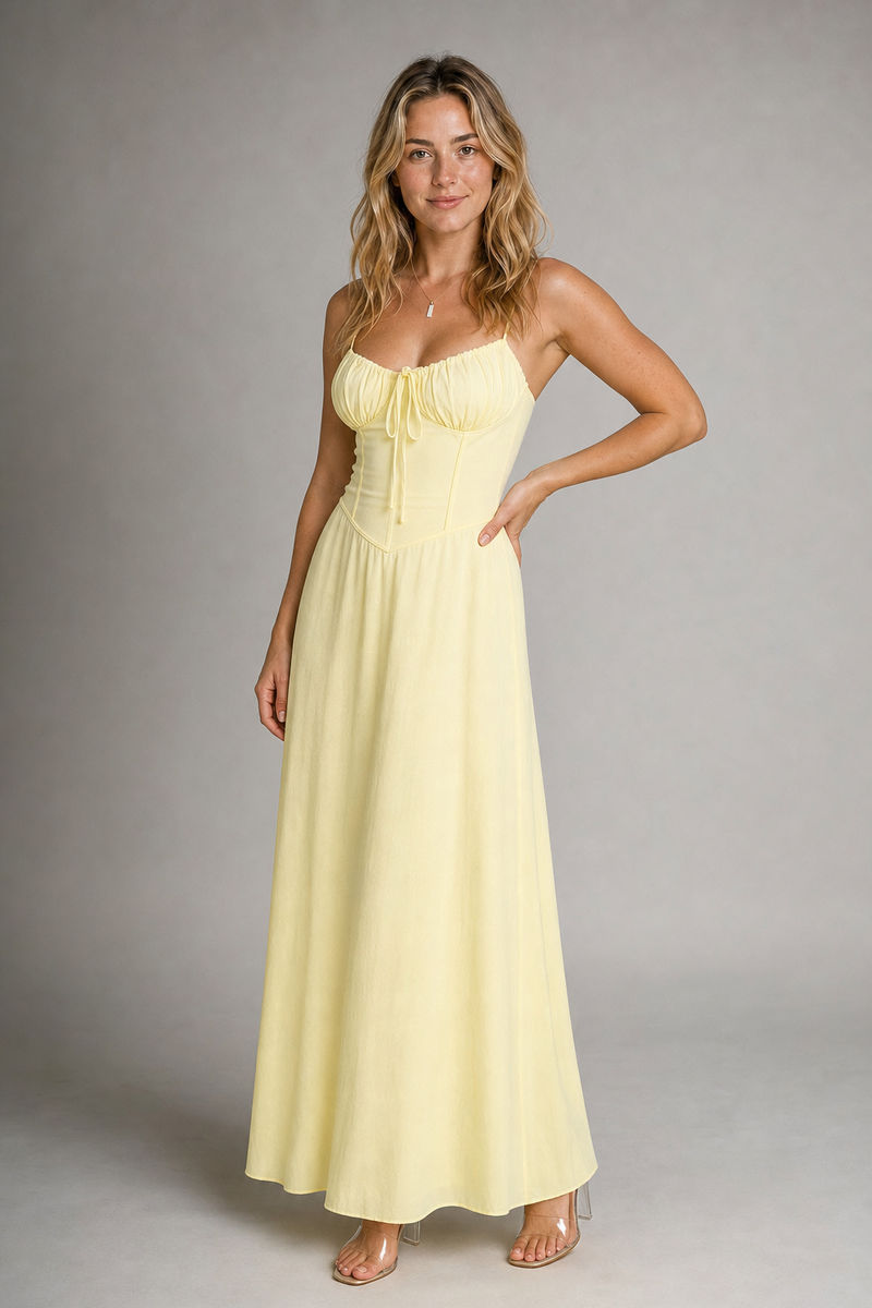 Women's Yellow Dress Corset Maxi | Summer