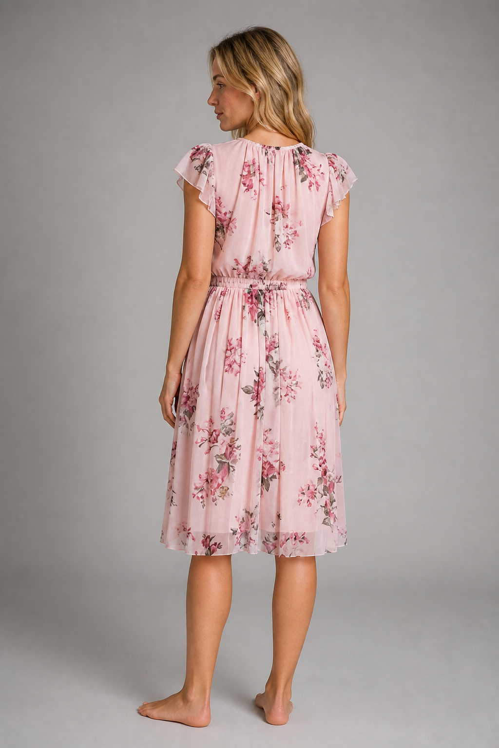 Women's Wrap Dress with Floral Print | Pleated