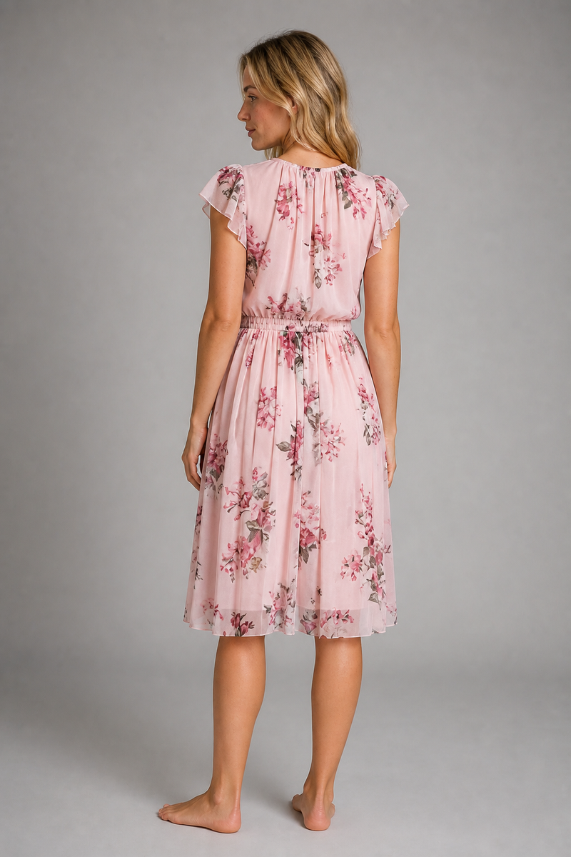 Women's Wrap Dress with Floral Print | Pleated